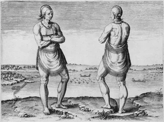 Ancien ou chef indien, gravé par Theodor de Bry (1528-1598)